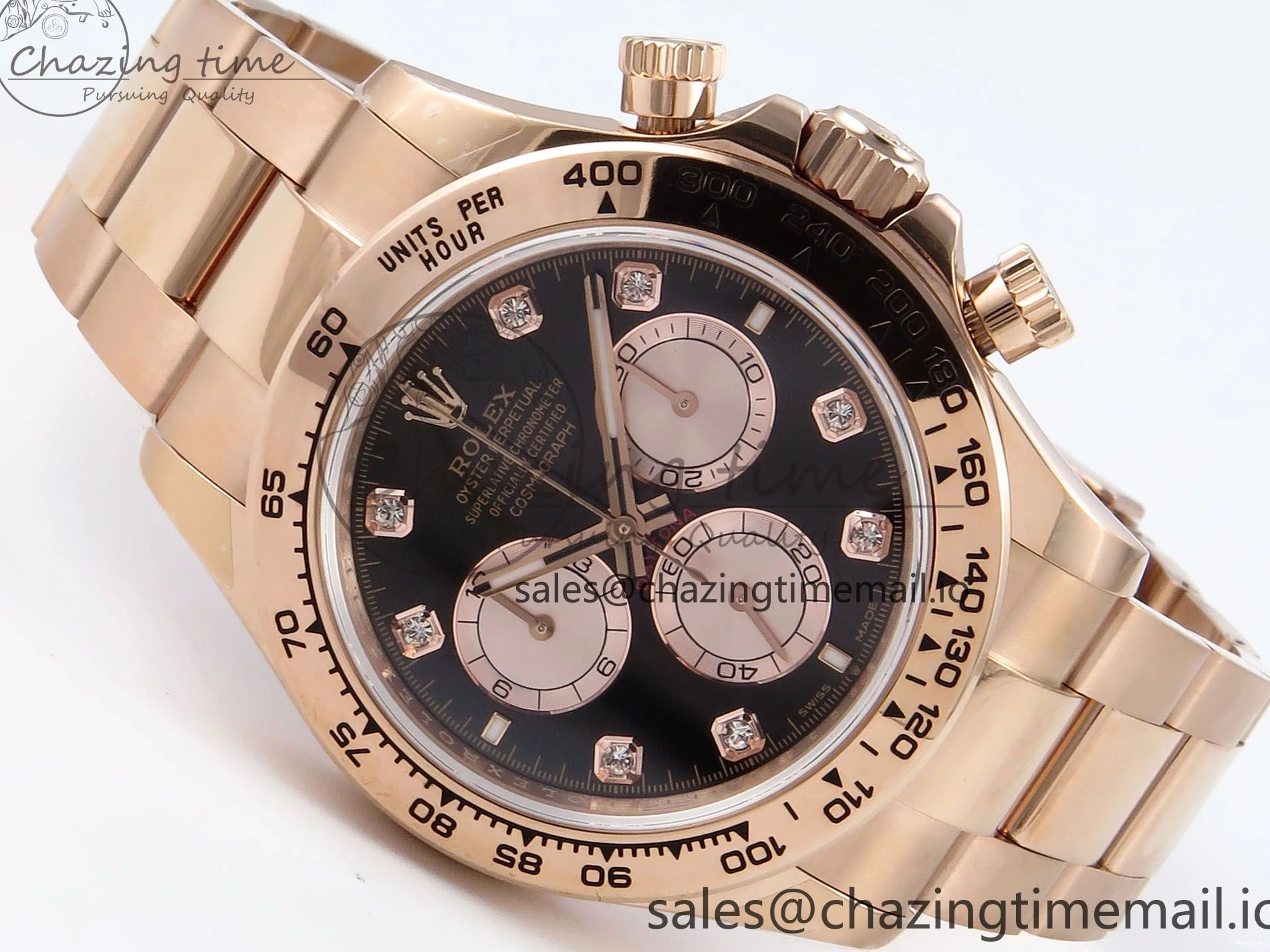 MiroTime 0215 EyeCatching Daytona 126505 QF 1:1 Best Edition Black RG Diamonds Dial on RG Braclet SH4131 V 715